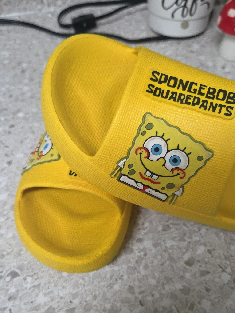 SpongeBob Squarepants Yellow Kids Slide Sandals with Character Print
